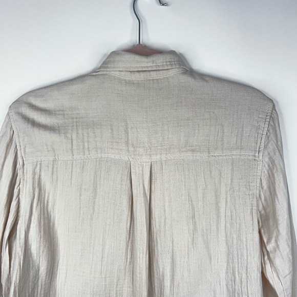 Aritizia Little Moon Organic Cotton Gauze Sail Shirt Cream Button Up Relaxed XS - Picture 9 of 13
